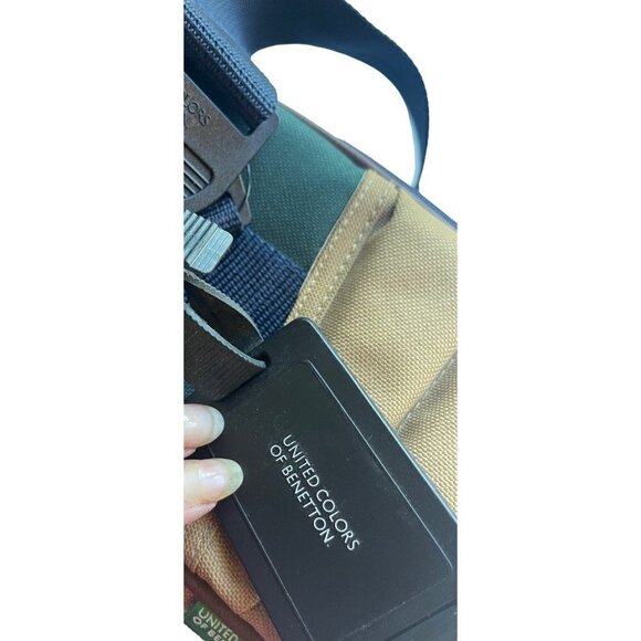 United Colors of Bennetton bag structured  quilted canvas  long adjustable strap - Picture 4 of 8